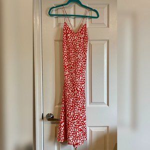 Orange and White Cheetah print Lulu's silky fitted dress